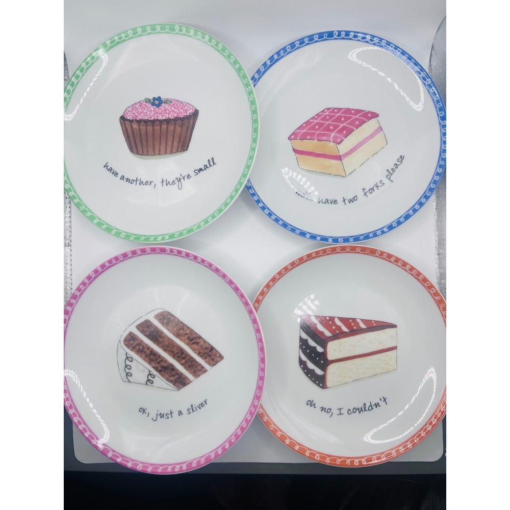 Boston Warehouse Dessert Excuses Set Of 4 Porcelain Dessert Plates 2002 Foodie